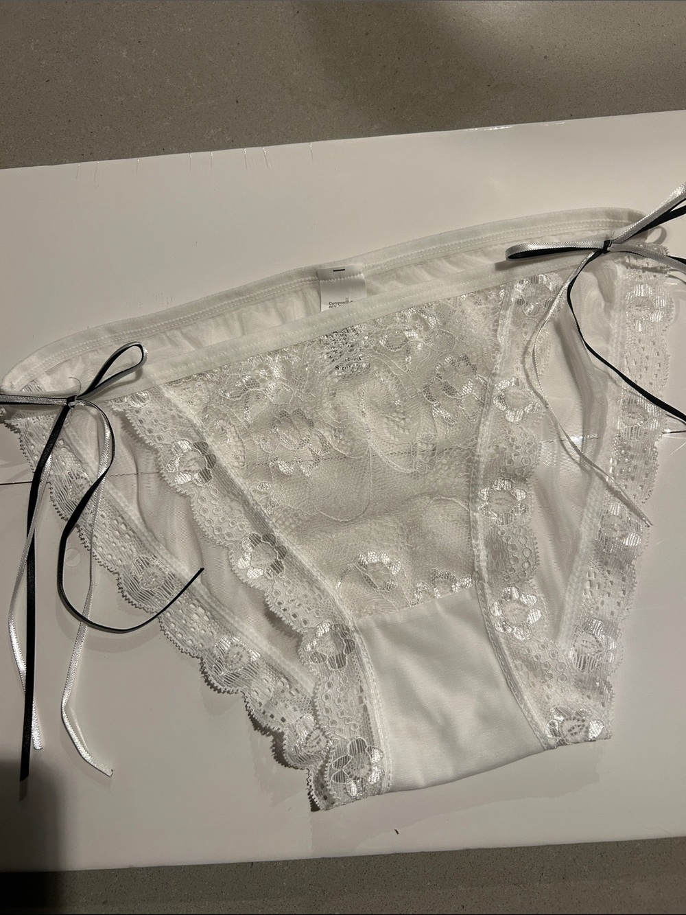 Sheer White Lace Women's Intimates Panty - Size M